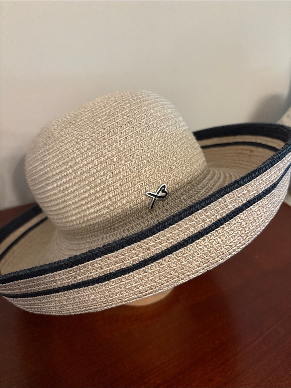 Betmar NY Classic Wide-Brim Straw Sun Hat with Black Trim - Picture 2 of 4